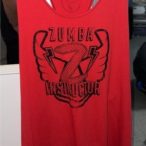 Zumba Fitness Red Tank Top with Black Graphic - Instructor Logo